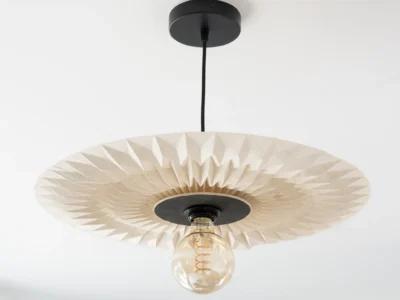 Ori-Facet - luminaire en papier artisanal, crème et noir