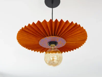 Ori-Gin - suspension en papier plié, orange à motif bleu