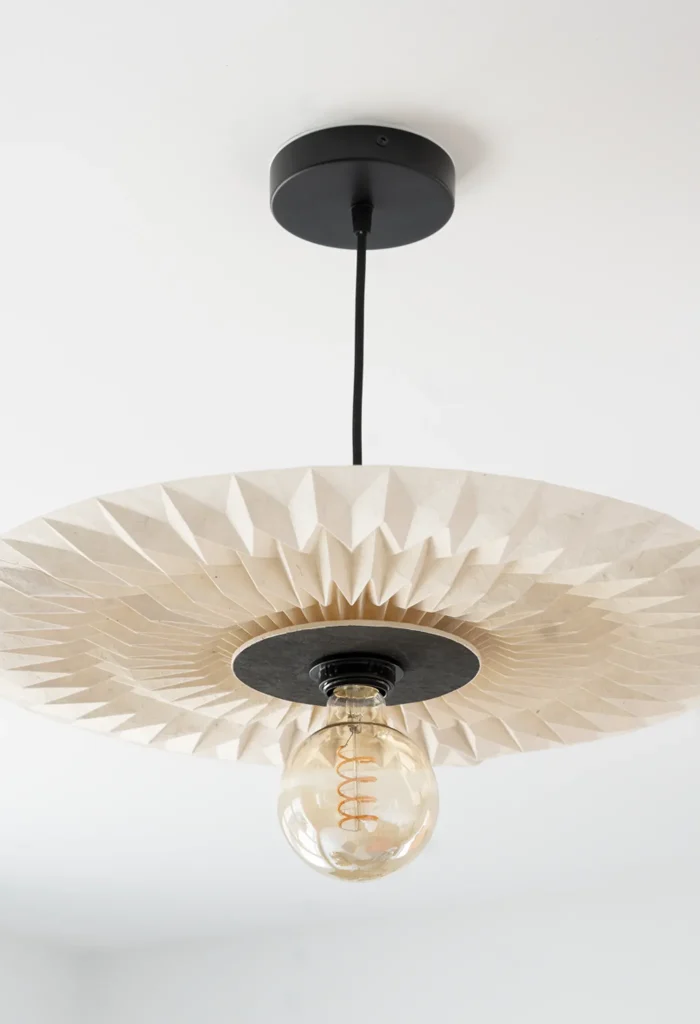 Ori-Facet – luminaire en papier artisanal, crème et noir