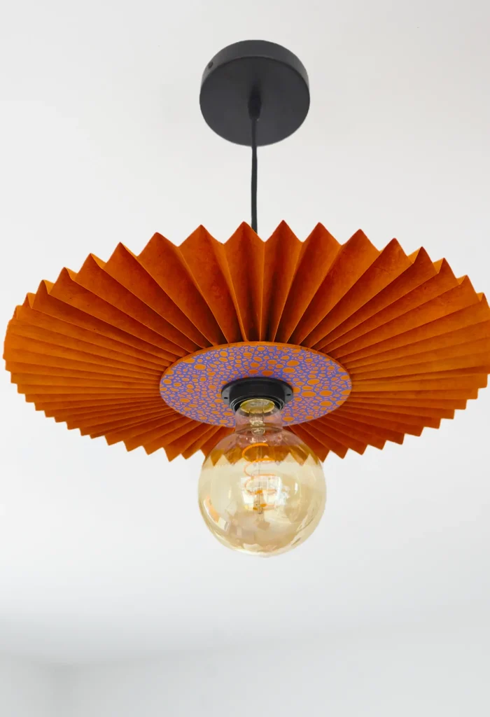 Ori-Gin – suspension en papier plié, orange à motif bleu